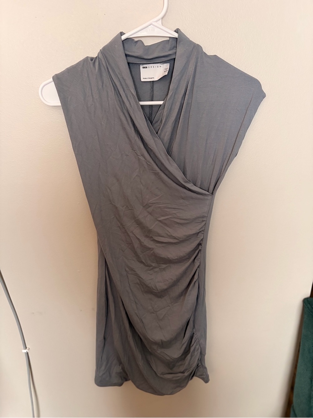 Grey Draped Sleeveless Dress